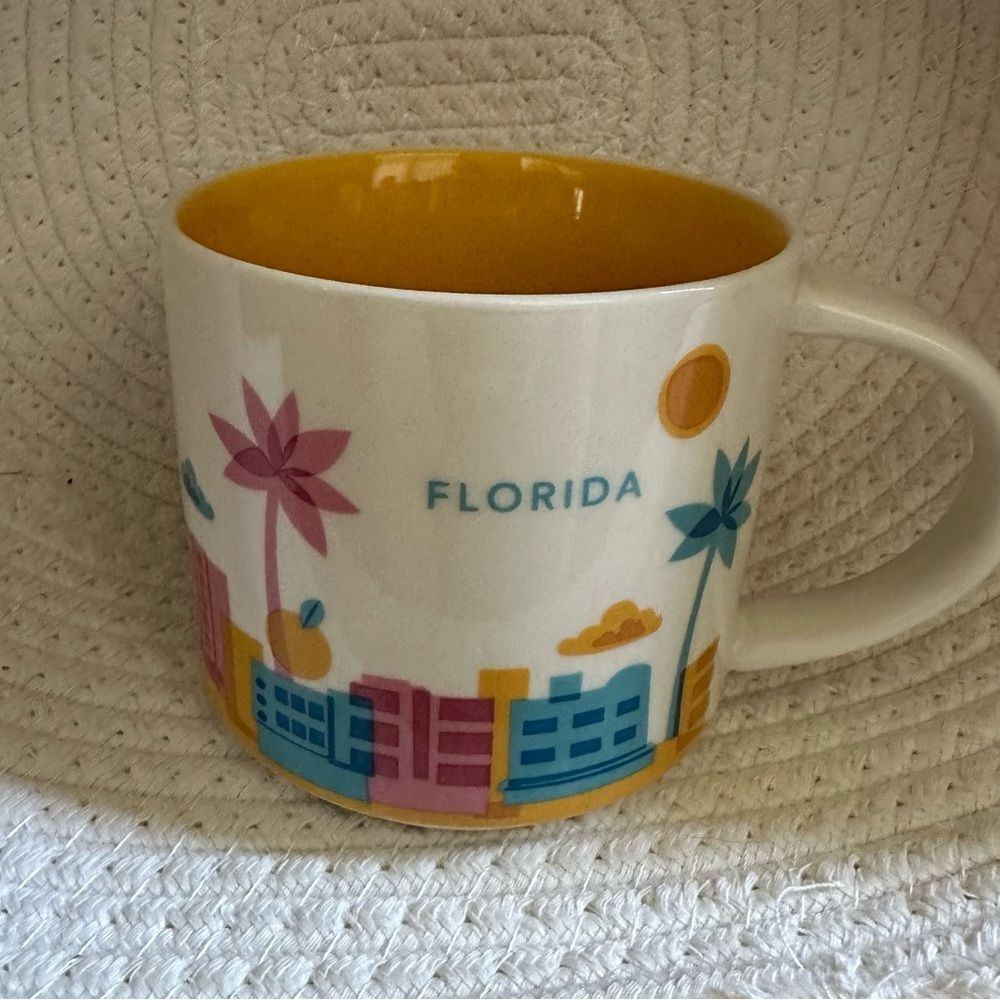 STARBUCKS Pink White Blue FLORIDA "You Are Here" Series 2014 Retired. 14 oz